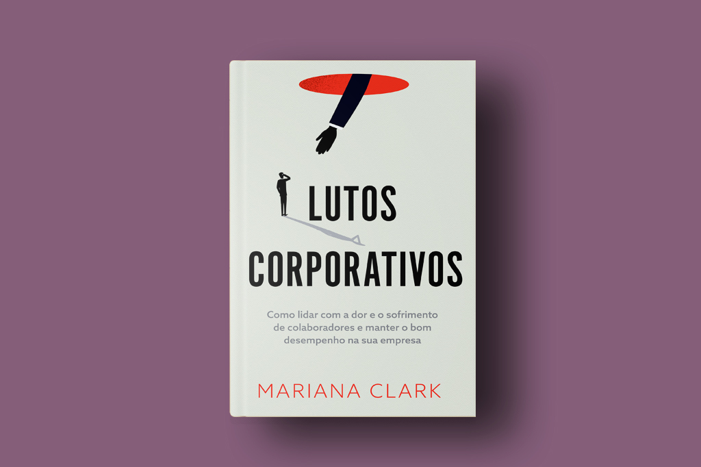 Imagem, em fundo lilás, do livro Lutos Corporativos.