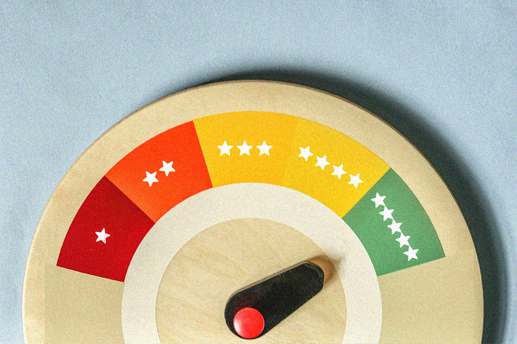 Avaliação de satisfação apresentada por meio de uma classificação de cinco estrelas.